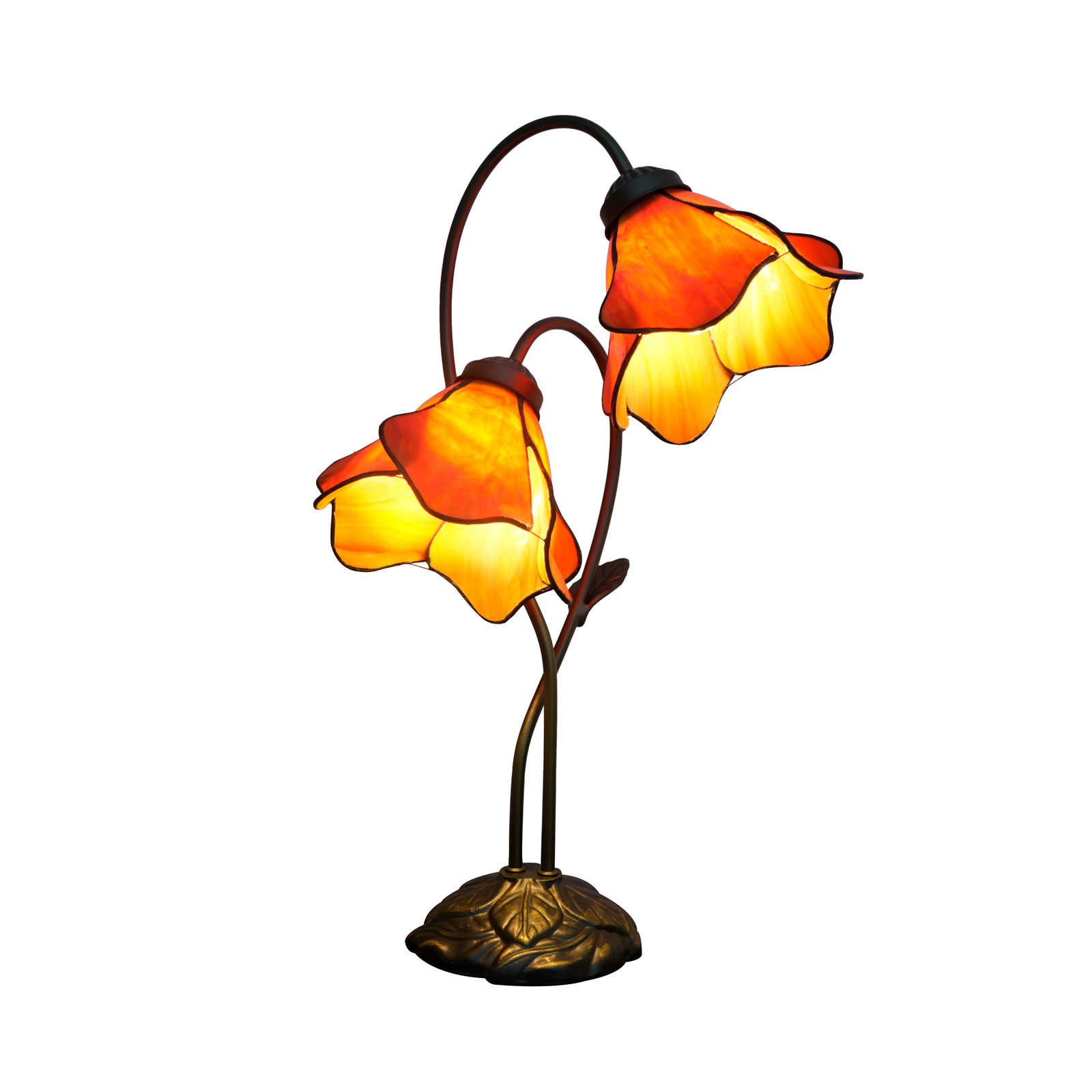Blivuself Tiffany Lamp Double-Headed Orange Petals Handmade Stained Glass Desk Lamp Bedside Lamps 8 Inch Retro Art Decoration Table Lamp Living Room Bedroom Kitchen Office Study Home Decoration Lady Friend Family Gift (OFT1465)
