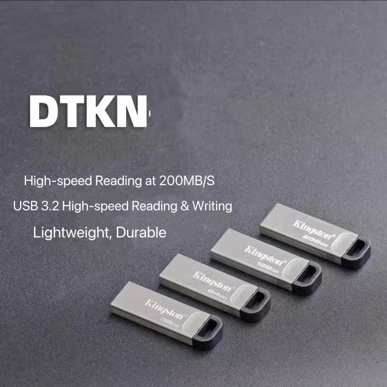 DTKN3.2 200M/S, Kingston USB 3.2 Gen 1 U disk DTKN large capacity U disk, metal shell, read speed 200MB/s learning office bidding computer car universal