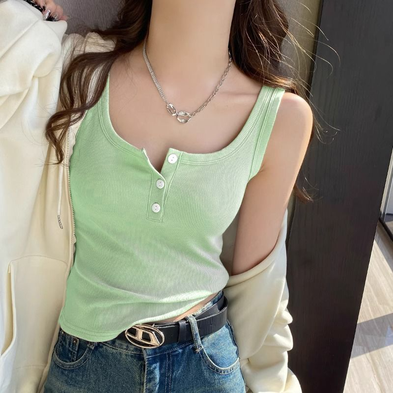 Sleeveless sling vest women's 2025 summer I-shaped button trendy outer wear, inner wear and integrated foreign style sling top