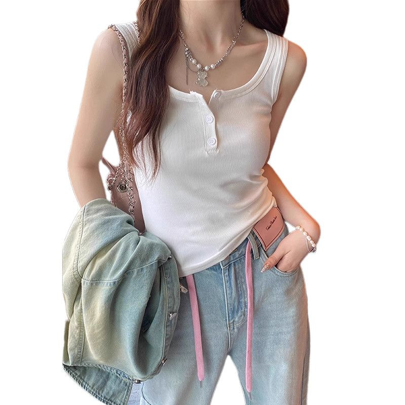 Sleeveless sling vest women's 2025 summer I-shaped button trendy outer wear, inner wear and integrated foreign style sling top