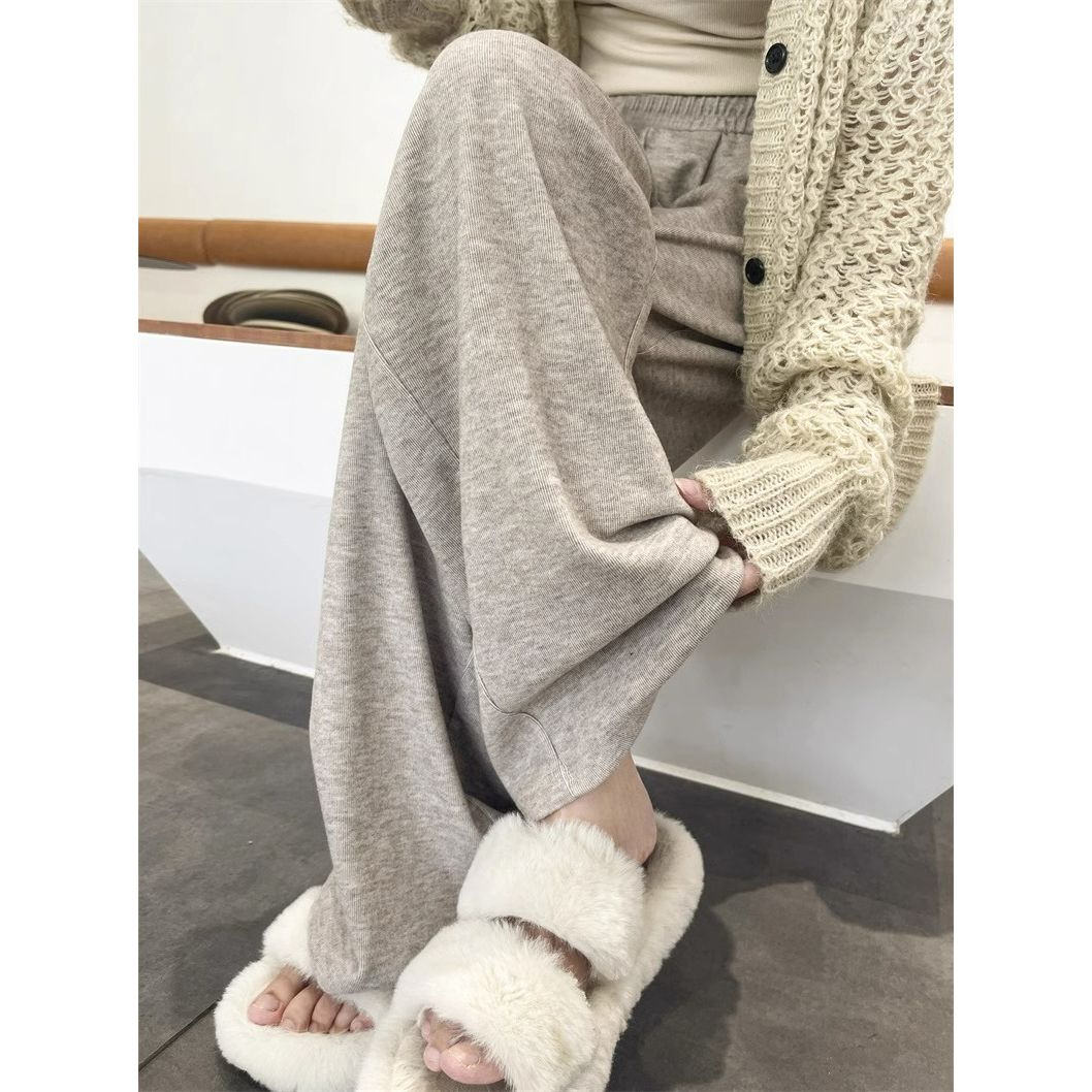 Glutinous rice pants women's 2025 new spring and autumn drape loose straight casual sports versatile casual wide-leg pants