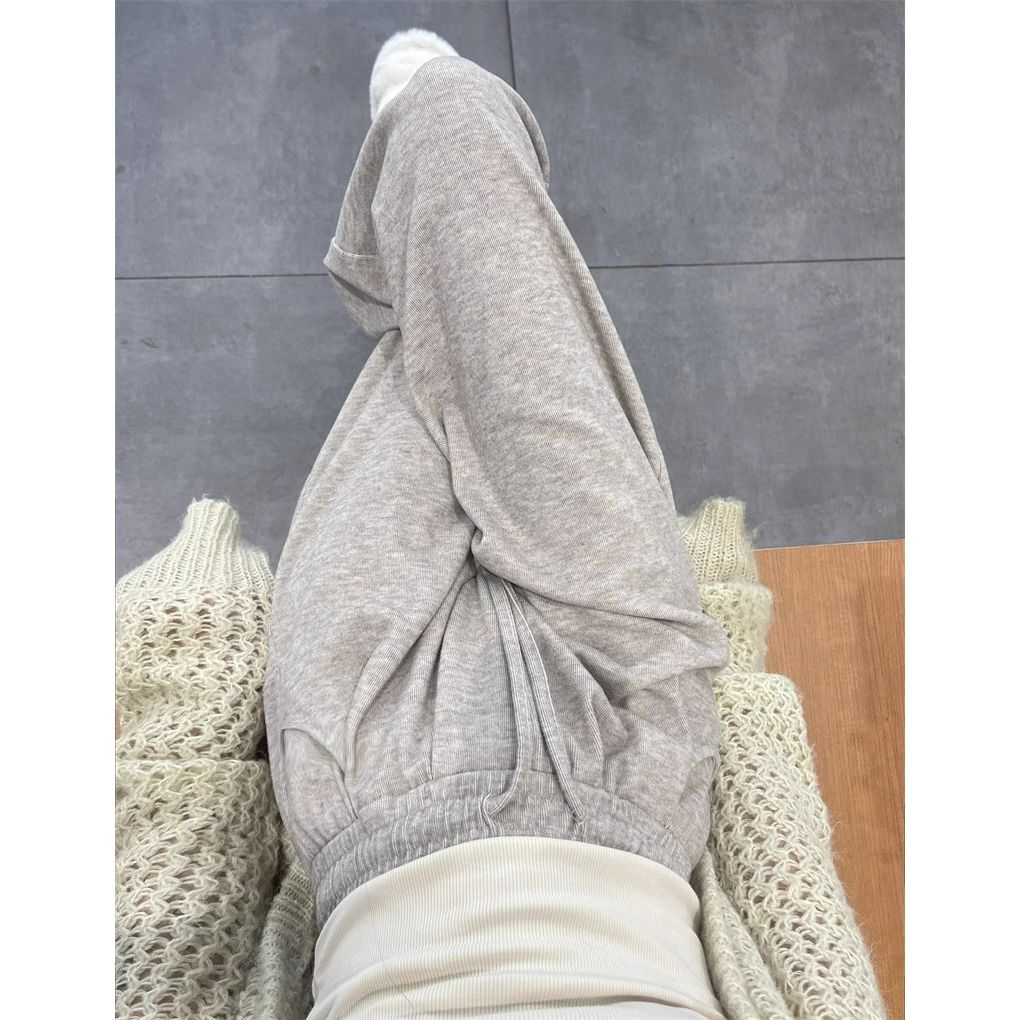 Glutinous rice pants women's 2025 new spring and autumn drape loose straight casual sports versatile casual wide-leg pants