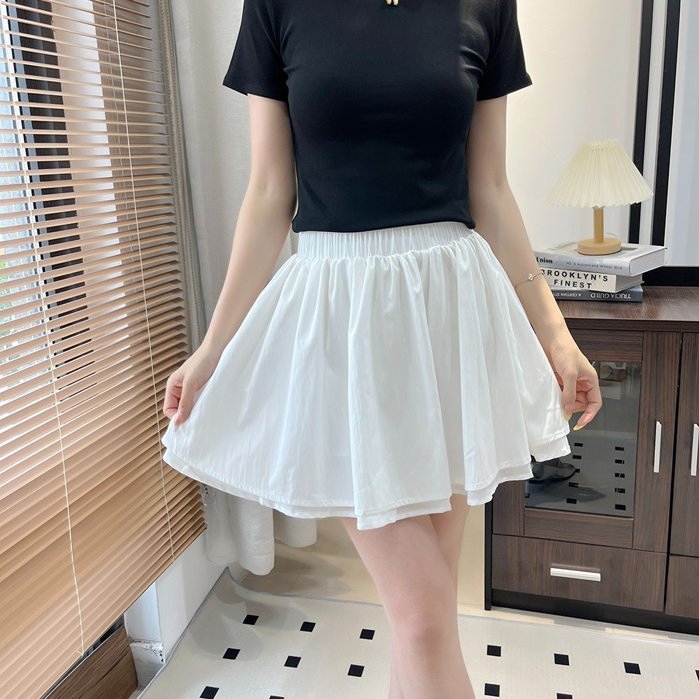 Bud shorts white summer skirt 2025 new high-waisted slim fluffy lantern skirt pants