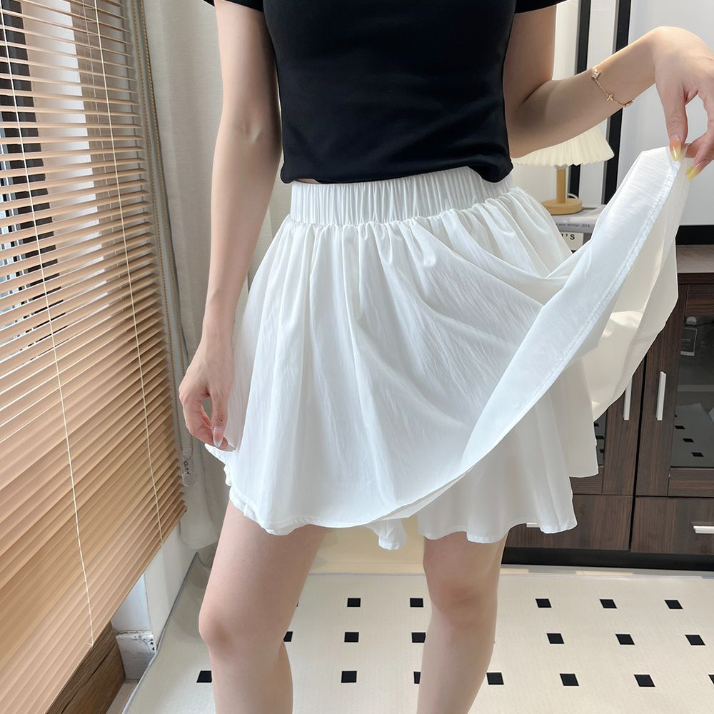 Bud shorts white summer skirt 2025 new high-waisted slim fluffy lantern skirt pants