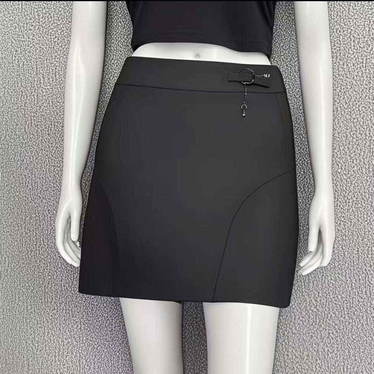 Black skirt women's summer 2025 new Spice Girl Korean version sports short skirt high waist casual and thin hip skirt
