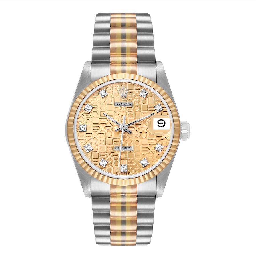 Replique Rolex President taille moyenne tridor or blanc jaune rose diamants montre femme 68279