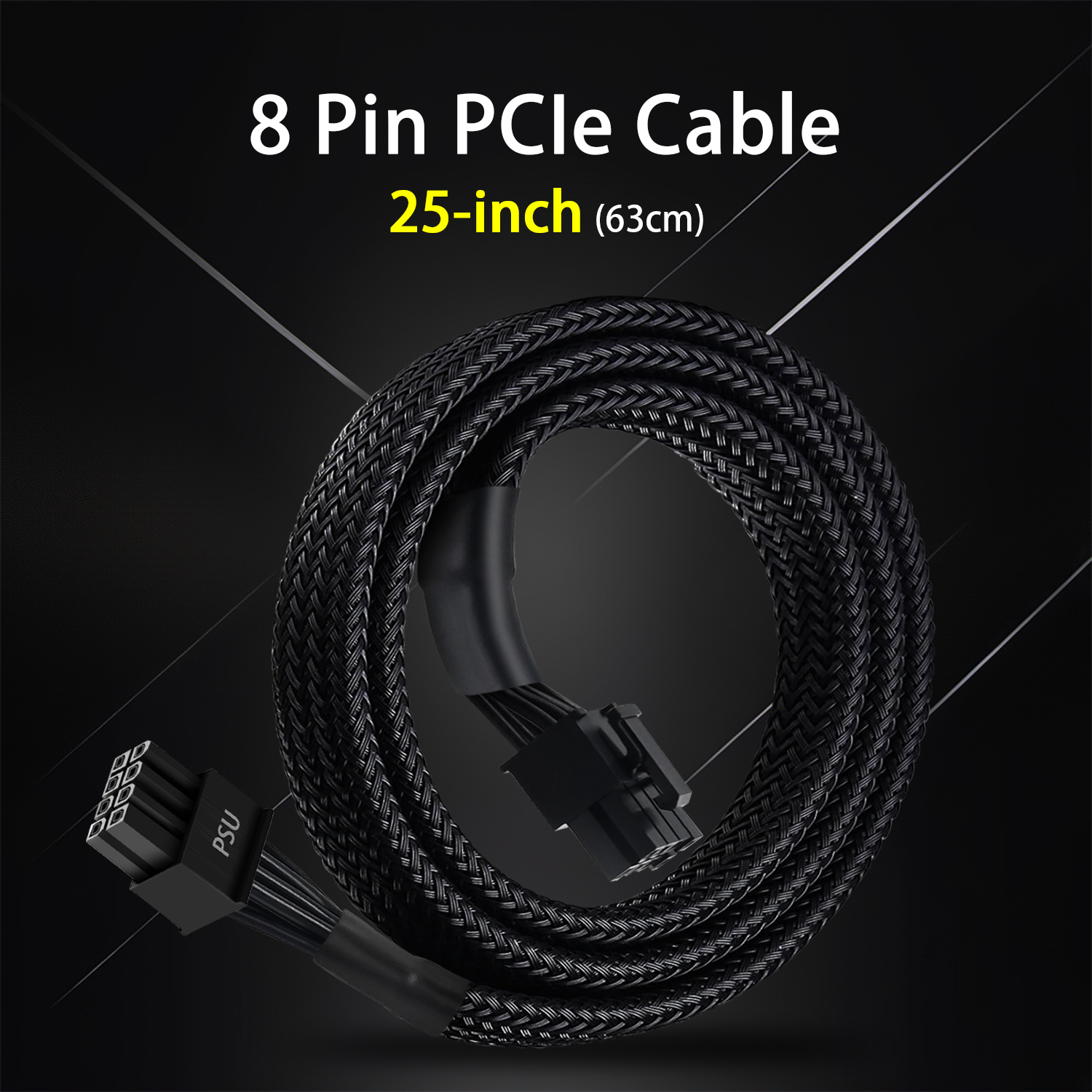 8 Pin PCIe Cable for EVGA Power Supply, PCIe 8 Pin Male to (6+2) Male PCI Express Power Adapter Sleeved 25-inch (63cm)