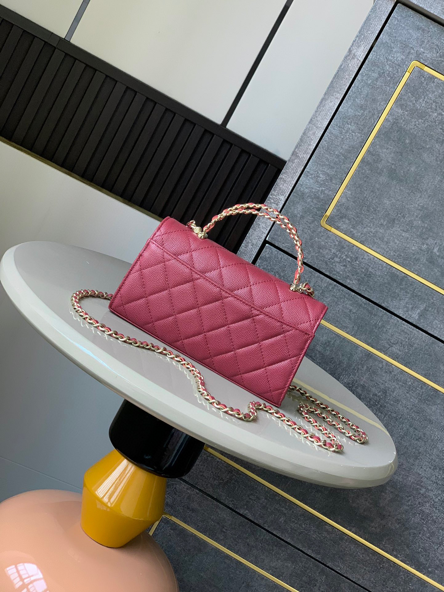 Chanel 25s Cross Handle Kelly Leather Horizontal Edition Large wine red