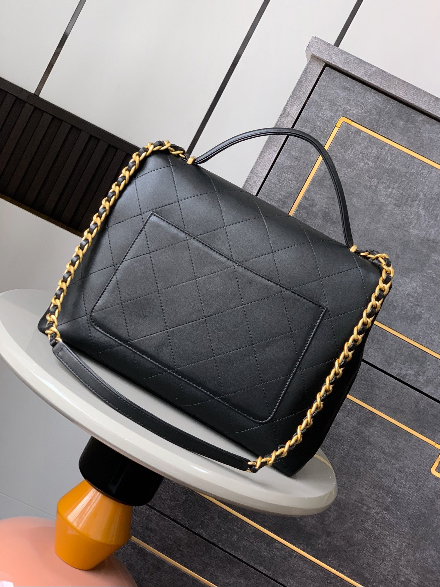 Chanel 25s Black Gold Official Document Cover Bag Medium