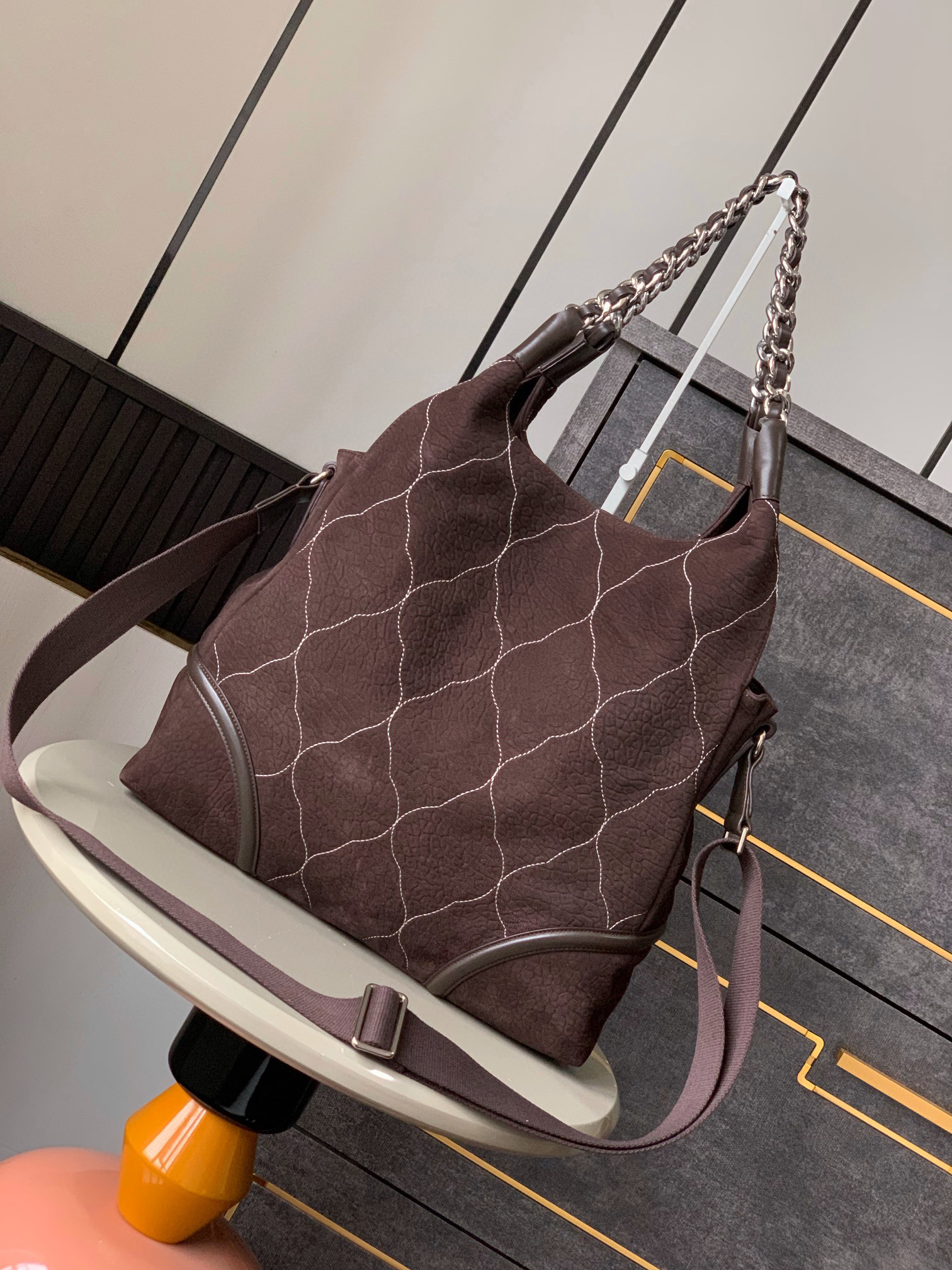 Chanel suede tote bag brown