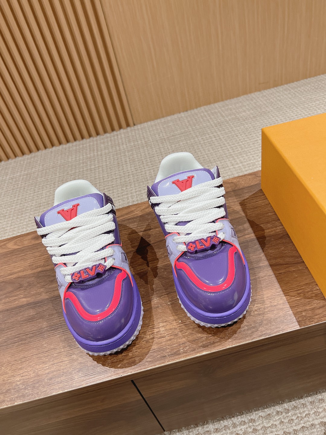 Louis Vuitton Trainer Maxi shiny sneakers purple red sneakers