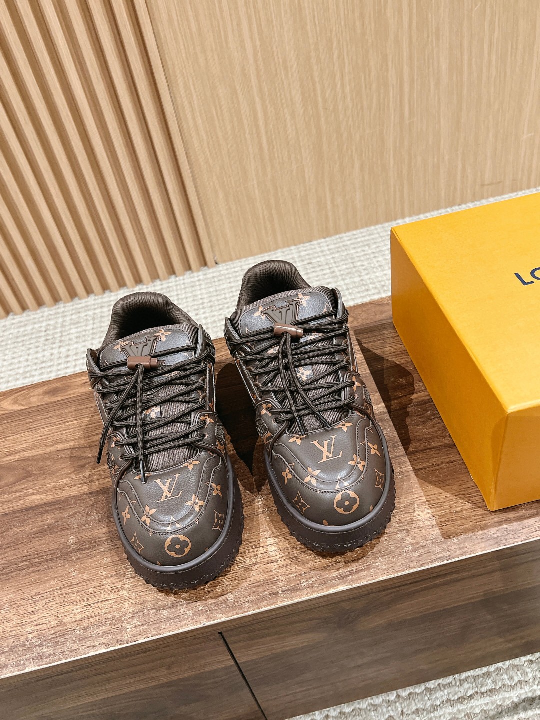Louis Vuitton Trainer Maxi Strapped Sneakers brown