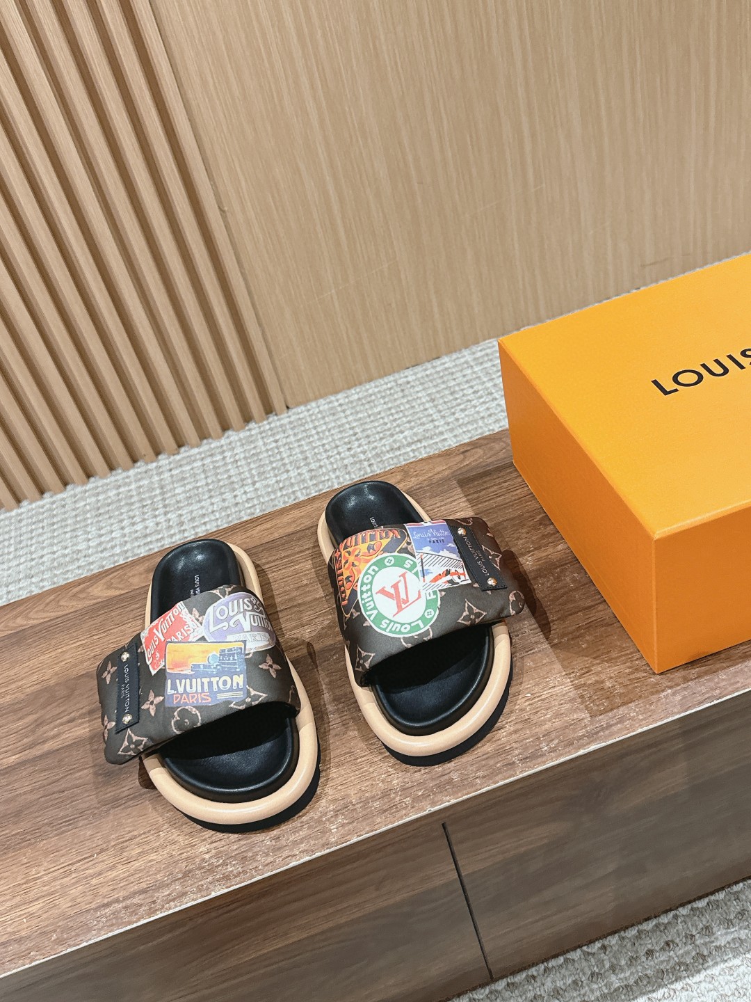 Louis Vuitton Pool Pillow Comfort denim slippers brown
