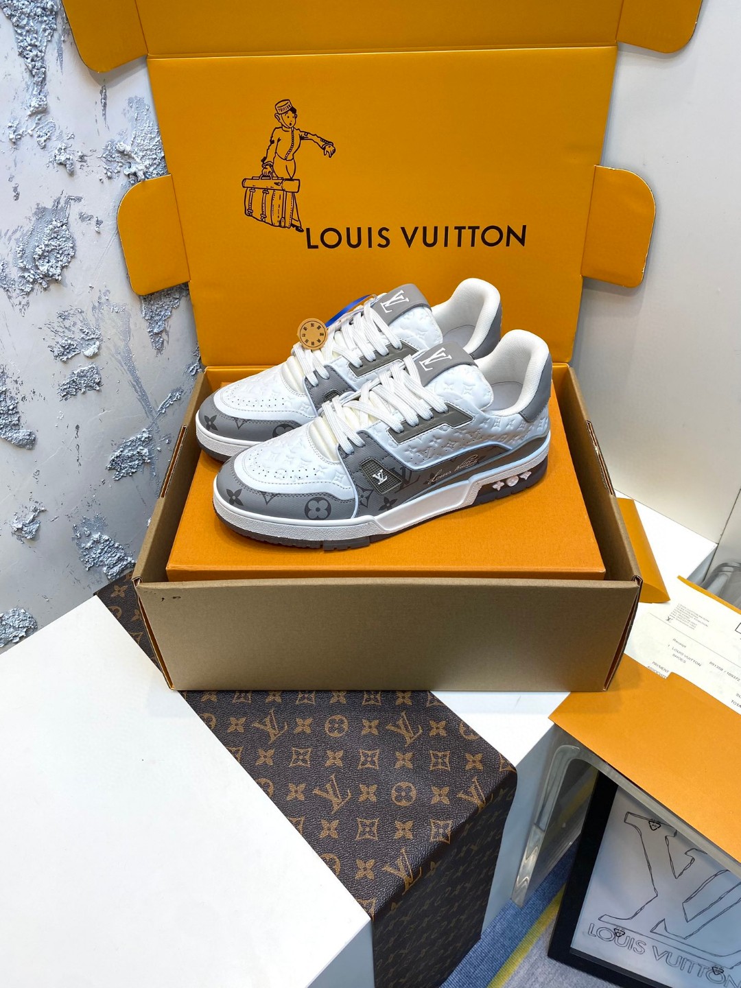 Louis Vuitton X Tyler Trainer logo printed sneakers grey
