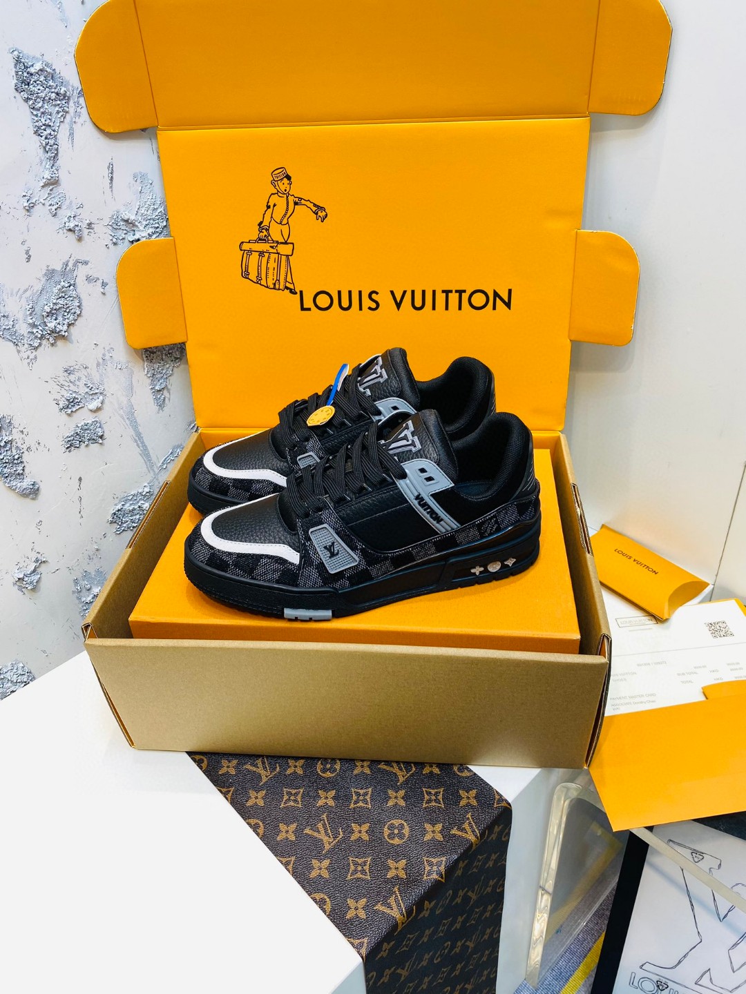 Louis Vuitton X Tyler Trainer checkerboard sneakers black