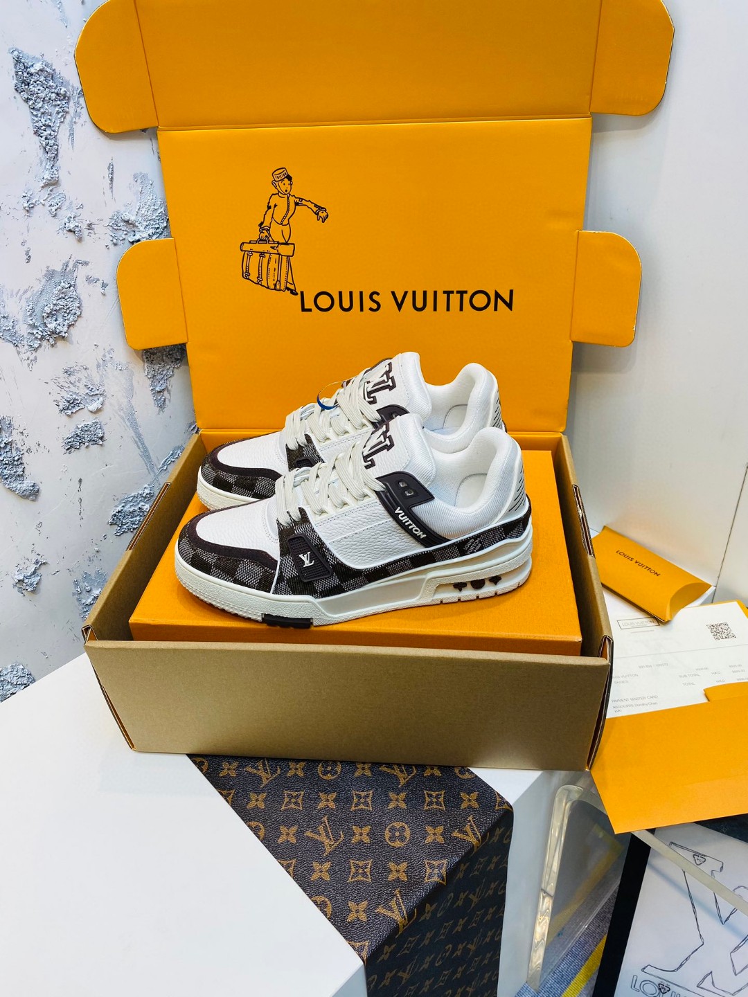 Louis Vuitton X Tyler Trainer checkerboard sneakers black white