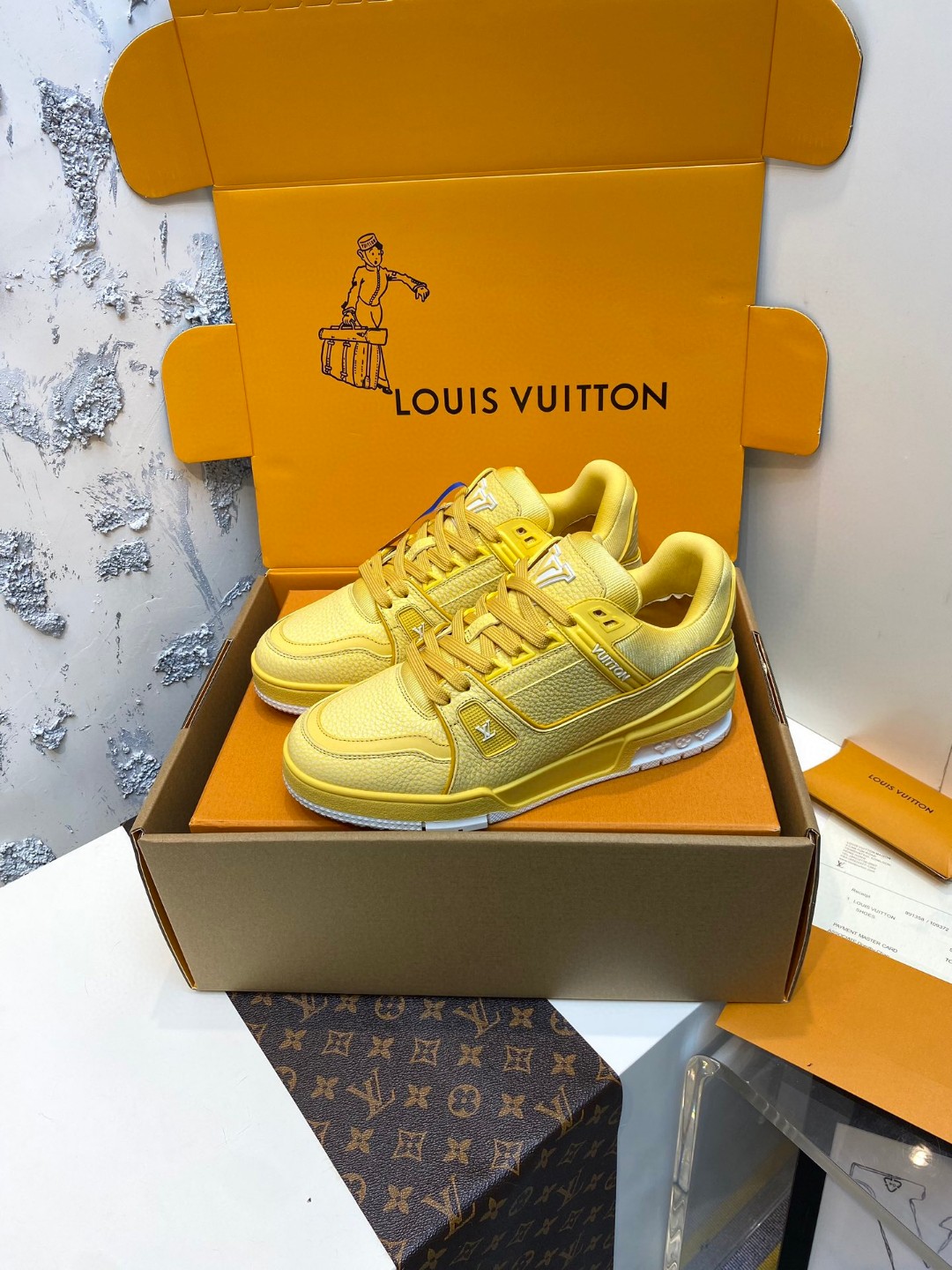 Louis Vuitton X Tyler Trainer Lychee patterned sneakers yellow
