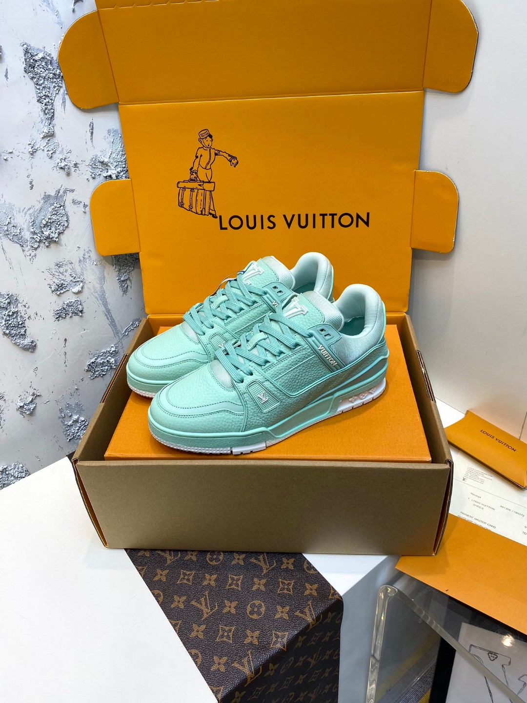 Louis Vuitton X Tyler Trainer Lychee patterned sneakers green