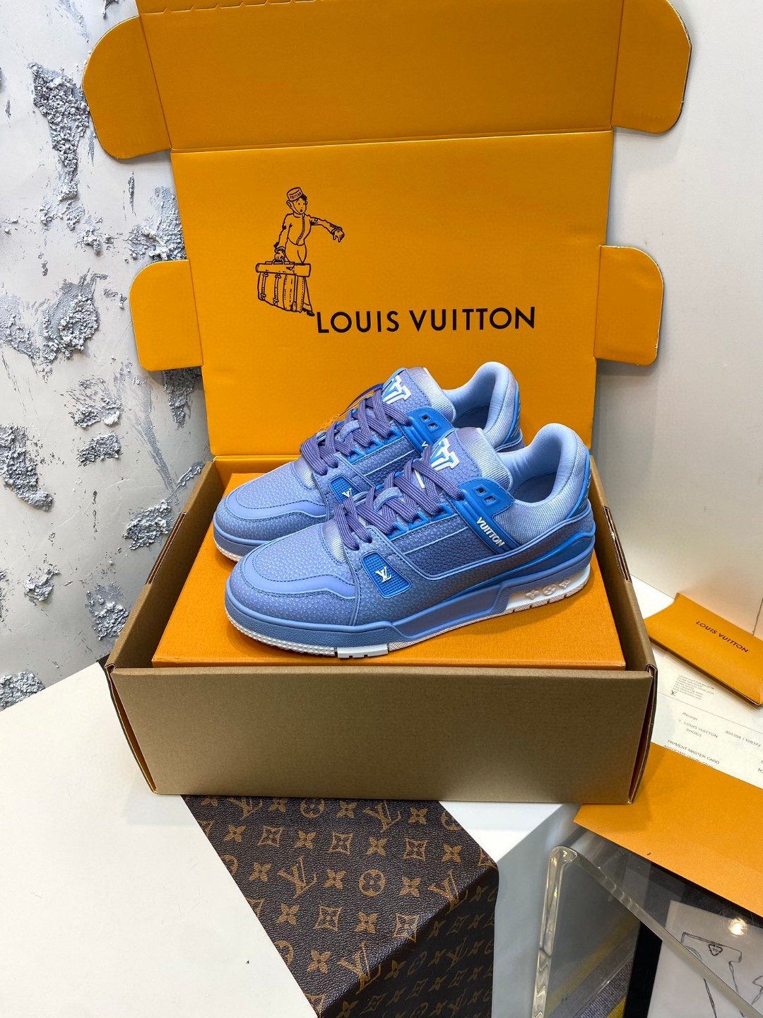 Louis Vuitton X Tyler Trainer Lychee patterned sneakers purple