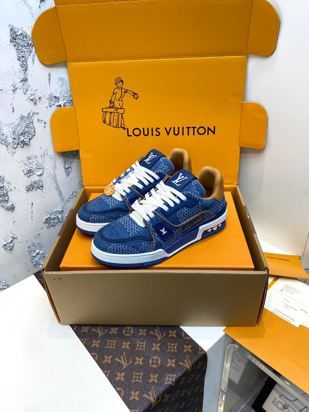 Louis Vuitton X Tyler Trainer denim sneakers blue