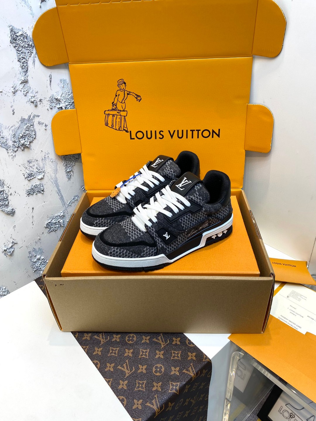 Louis Vuitton X Tyler Trainer denim sneakers black