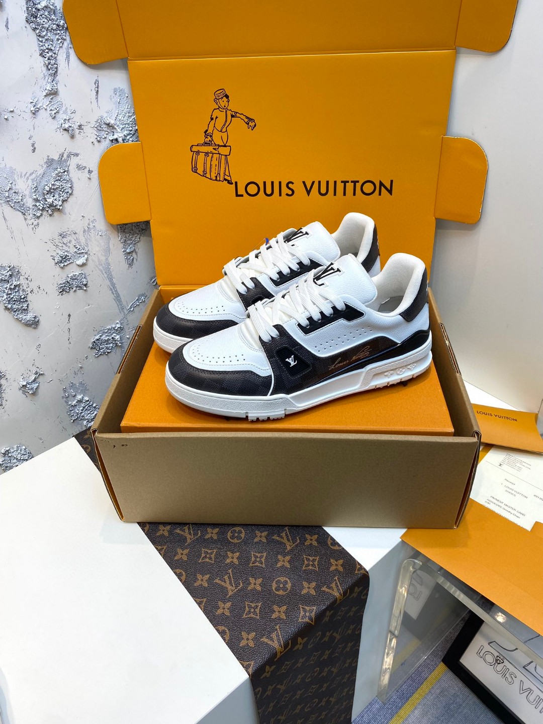 Louis Vuitton X Tyler Trainer Golf Palm Pattern Sneakers black