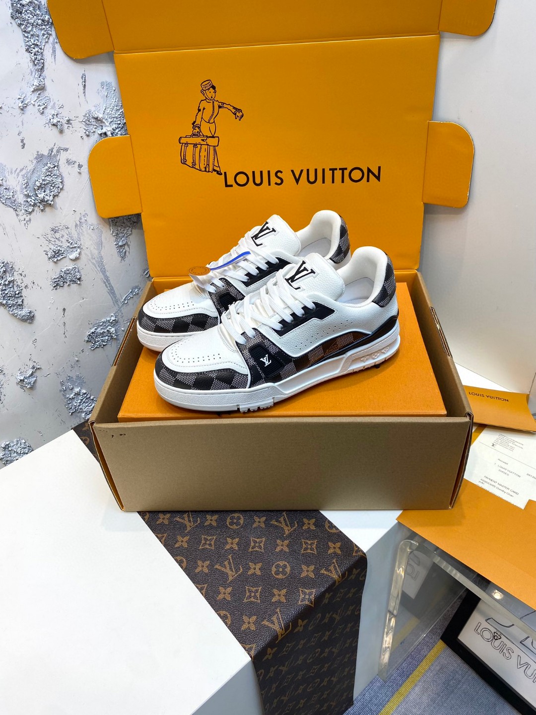 Louis Vuitton X Tyler Trainer Golf Lychee Pattern Sneakers black