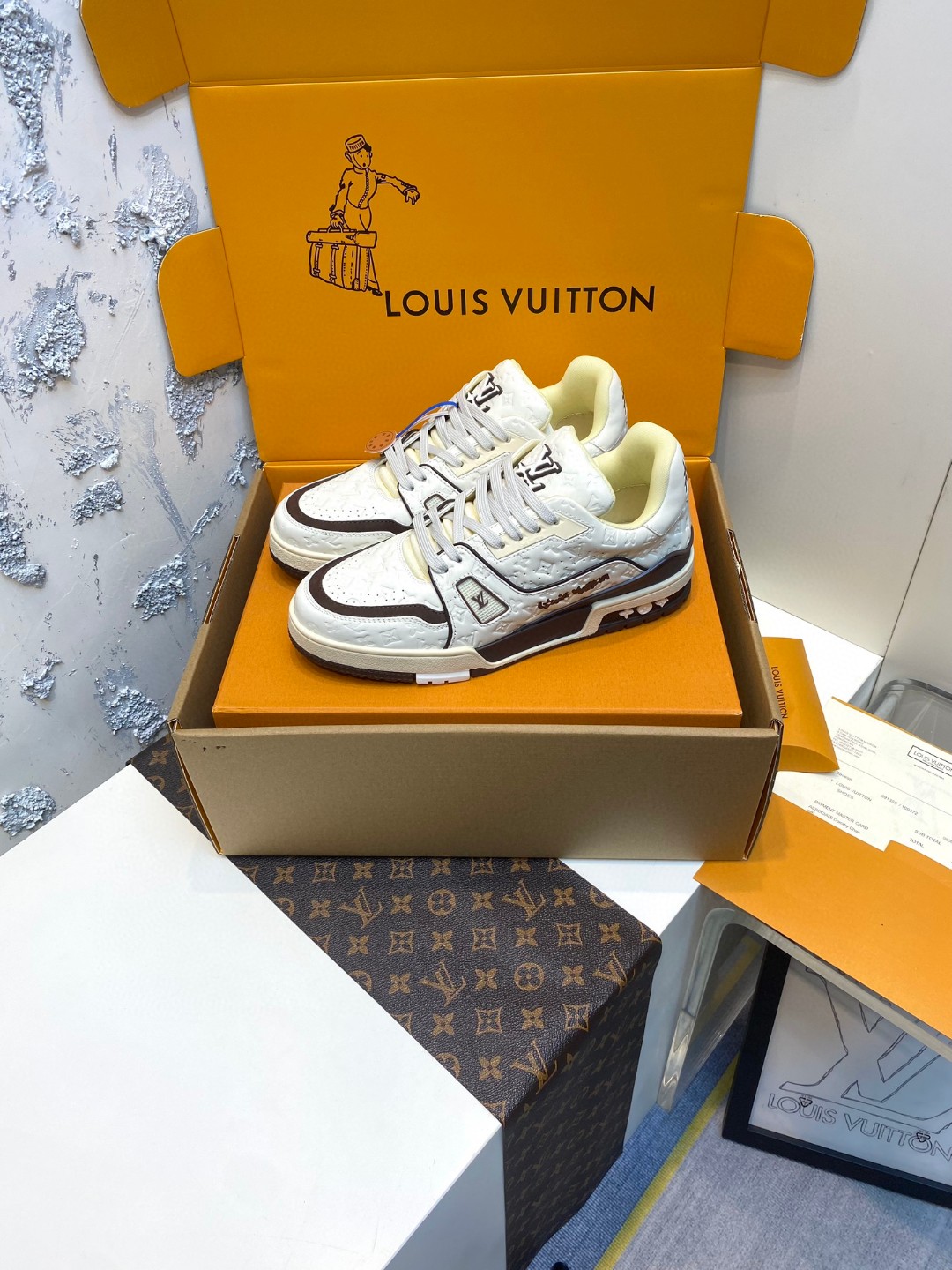 Louis Vuitton X Tyler Trainer Avocado Collection brown white