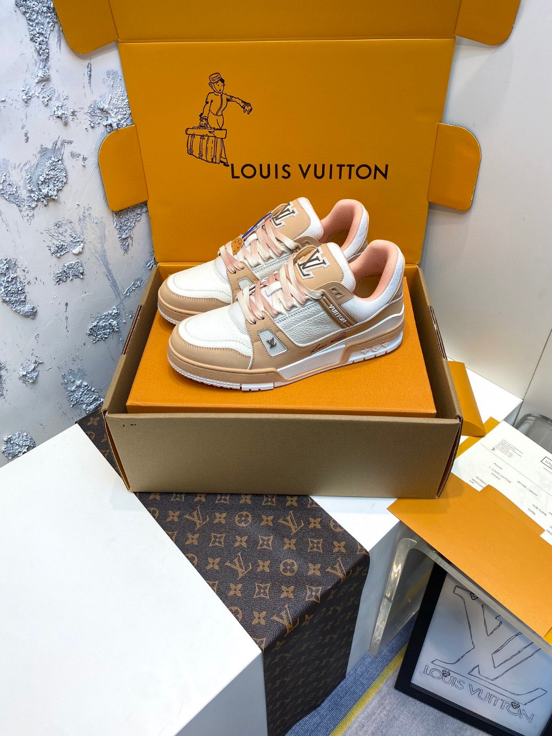 Louis Vuitton X Tyler Trainer sneakers frosted light apricot