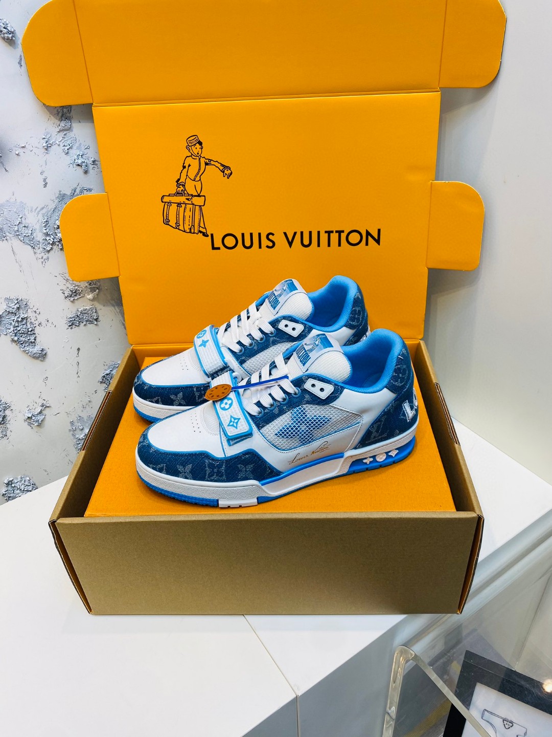 Louis Vuitton Trainer denim sneakers blue white