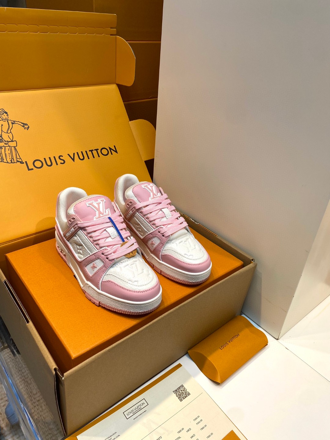 Louis Vuitton X Tyler sneakers embossed white pink