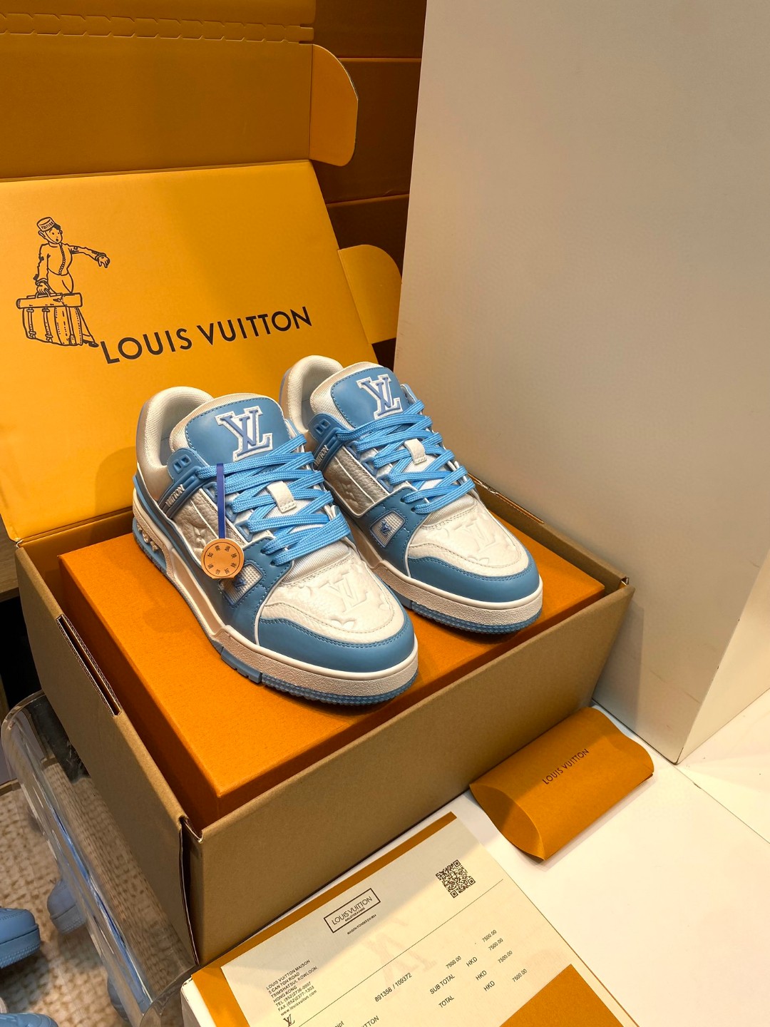 Louis Vuitton X Tyler sneakers embossed white blue