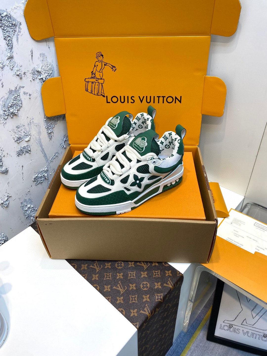 Louis Vuitton Skate flower sneakers green white