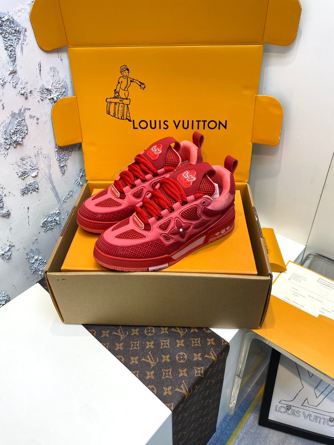 Louis Vuitton Skate flower sneakers red