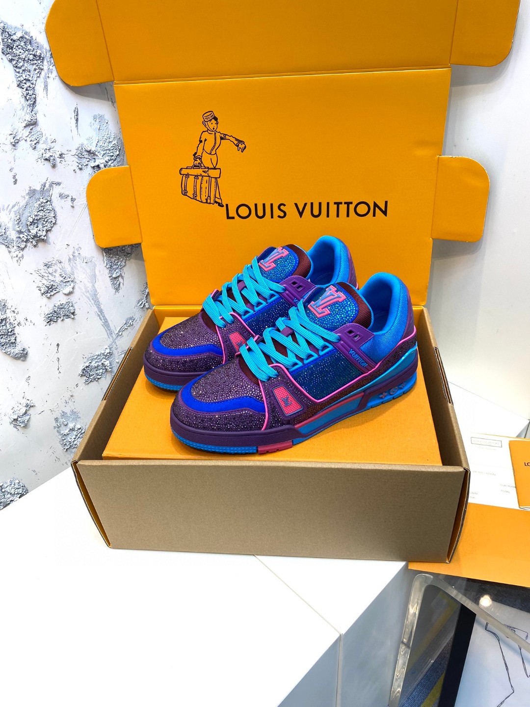 Louis Vuitton Trainer sneakers diamond blue purple