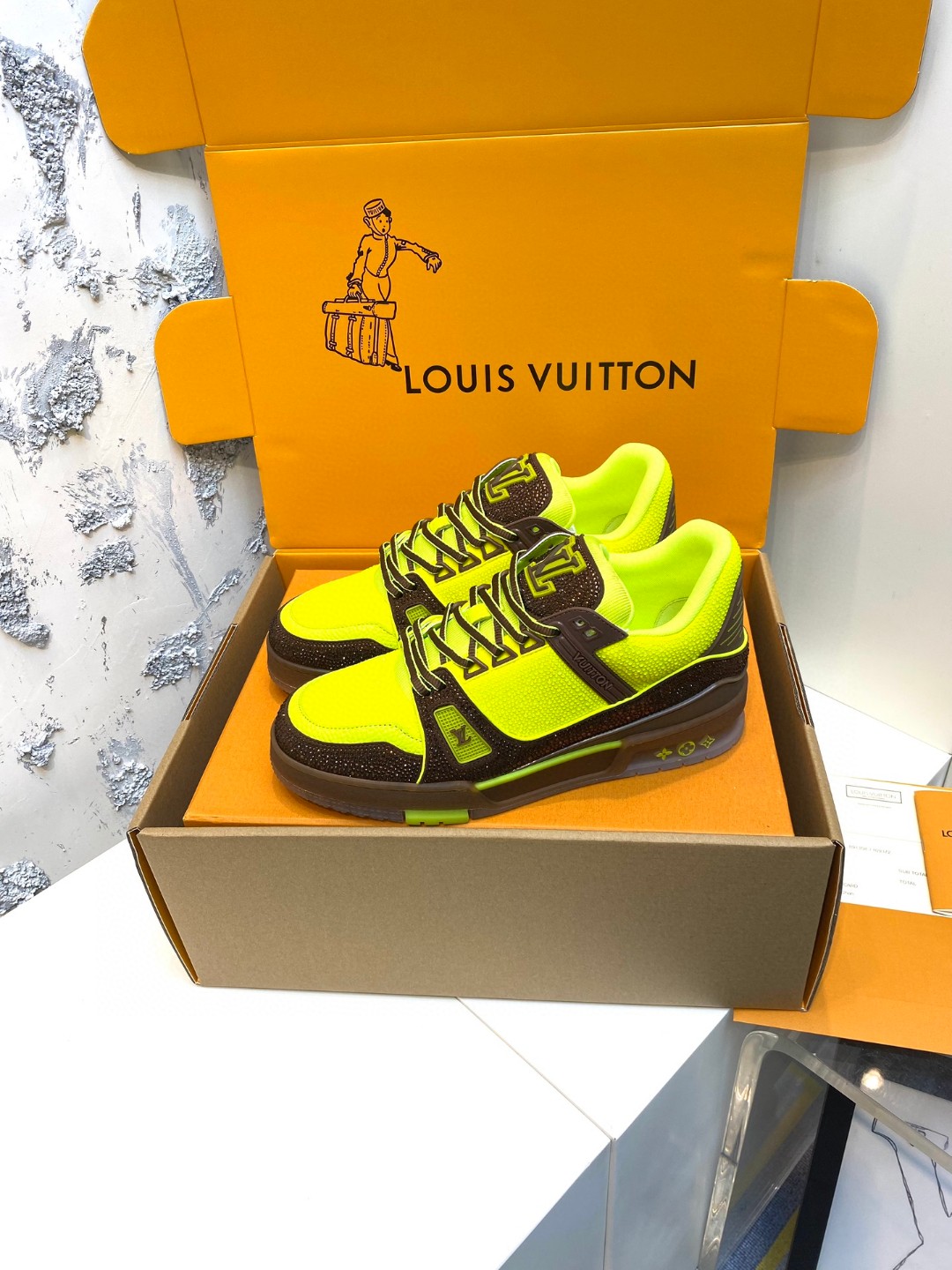 Louis Vuitton Trainer sneakers diamond brown yellow