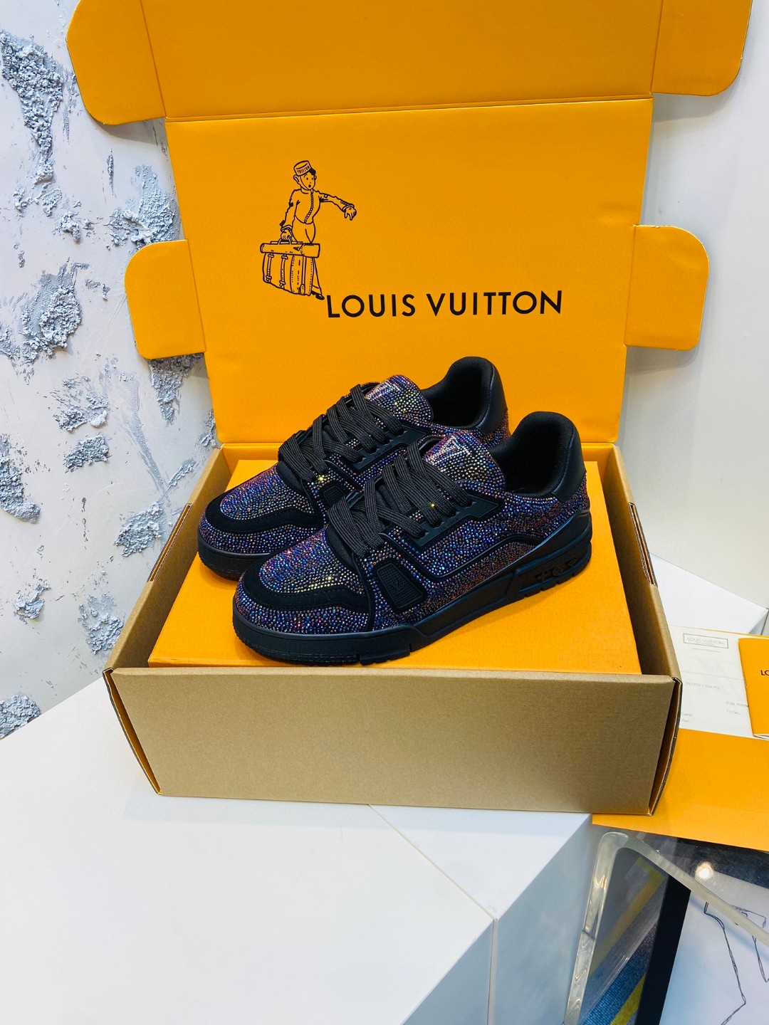 Louis Vuitton Trainer sneakers diamond black purple
