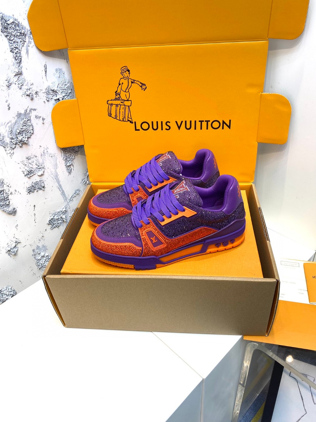 Louis Vuitton Trainer sneakers diamond purple orange