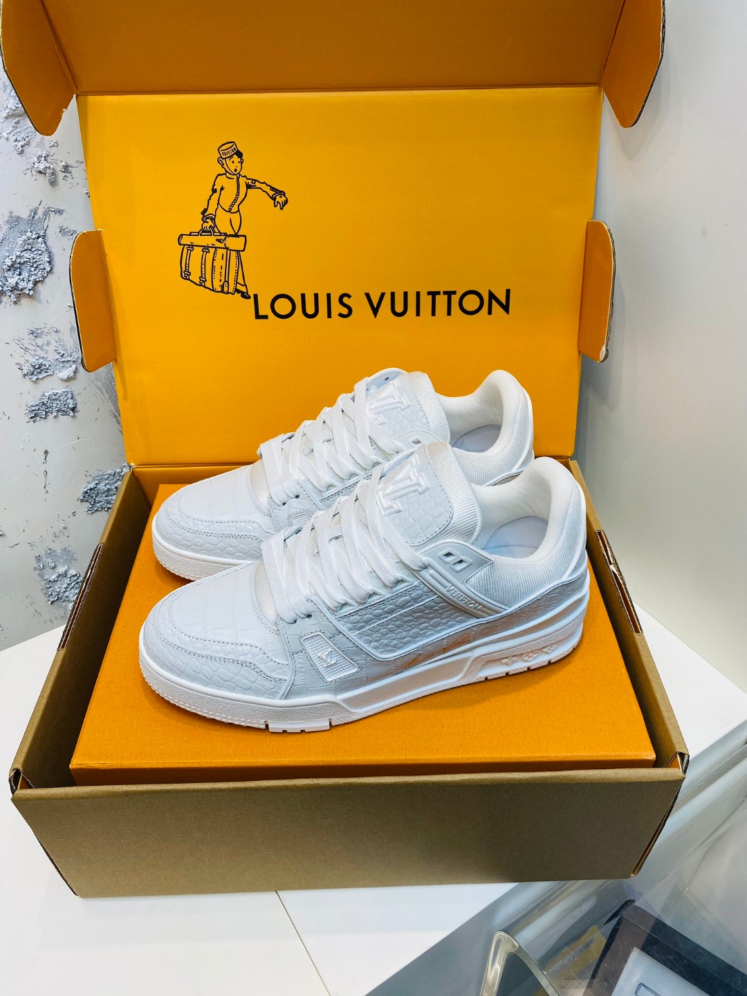 Louis Vuitton X Tyler Trainer stone pattern sneakers white