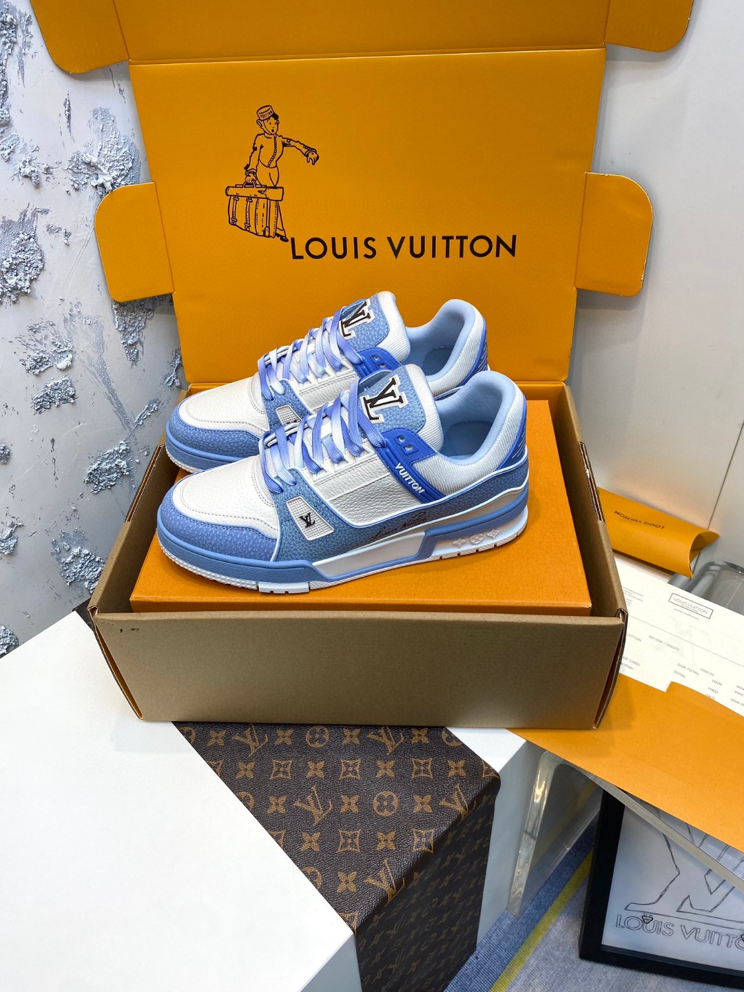 Louis Vuitton X Tyler Trainer Qixi Restricted Sneaker blue