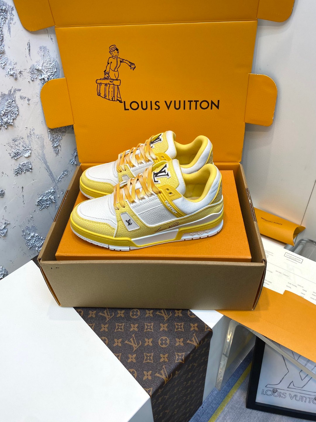 Louis Vuitton X Tyler Trainer Qixi Restricted Sneaker yellow