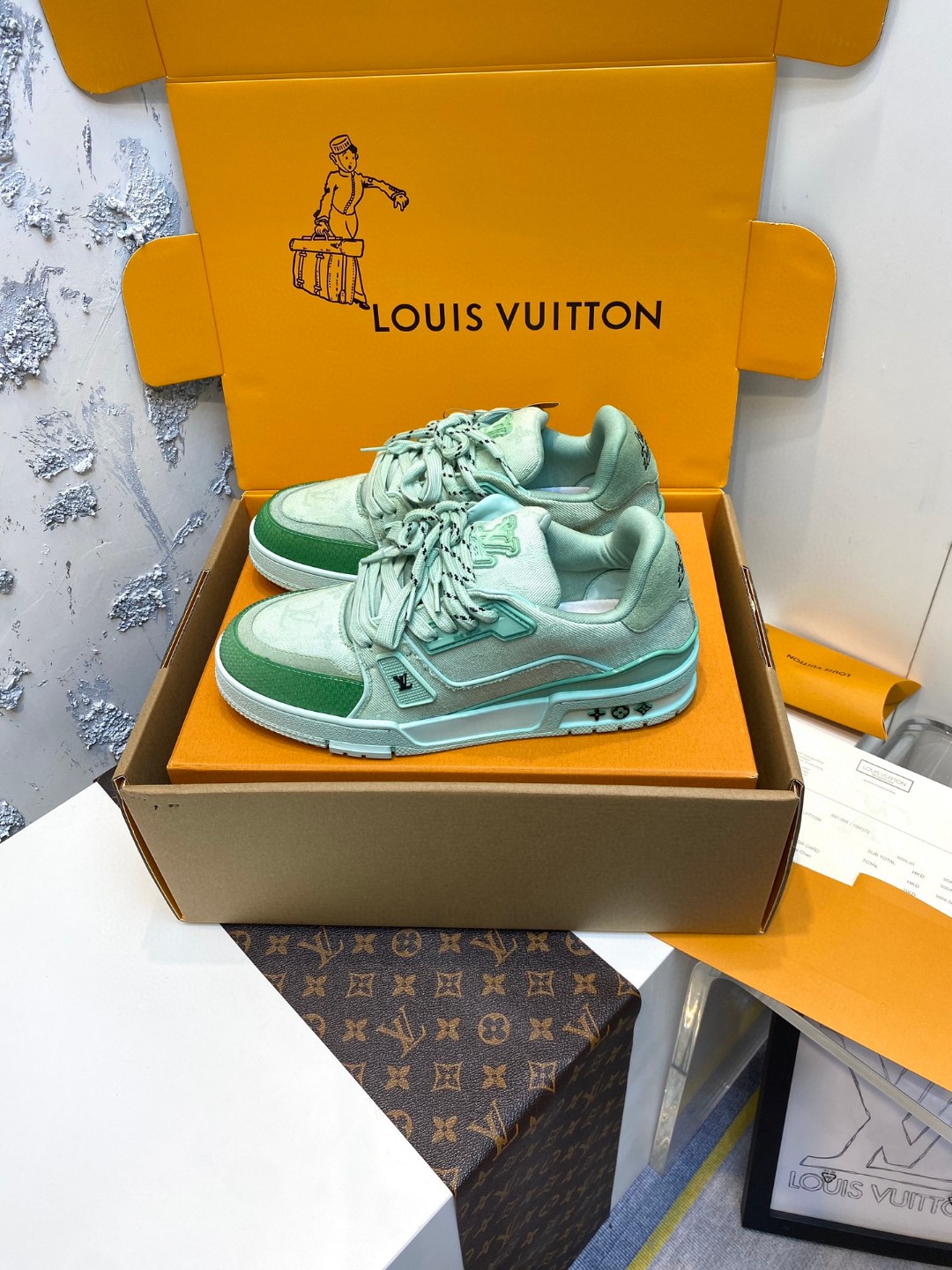 Louis Vuitton X Tyler Trainer washed printed sneakers green