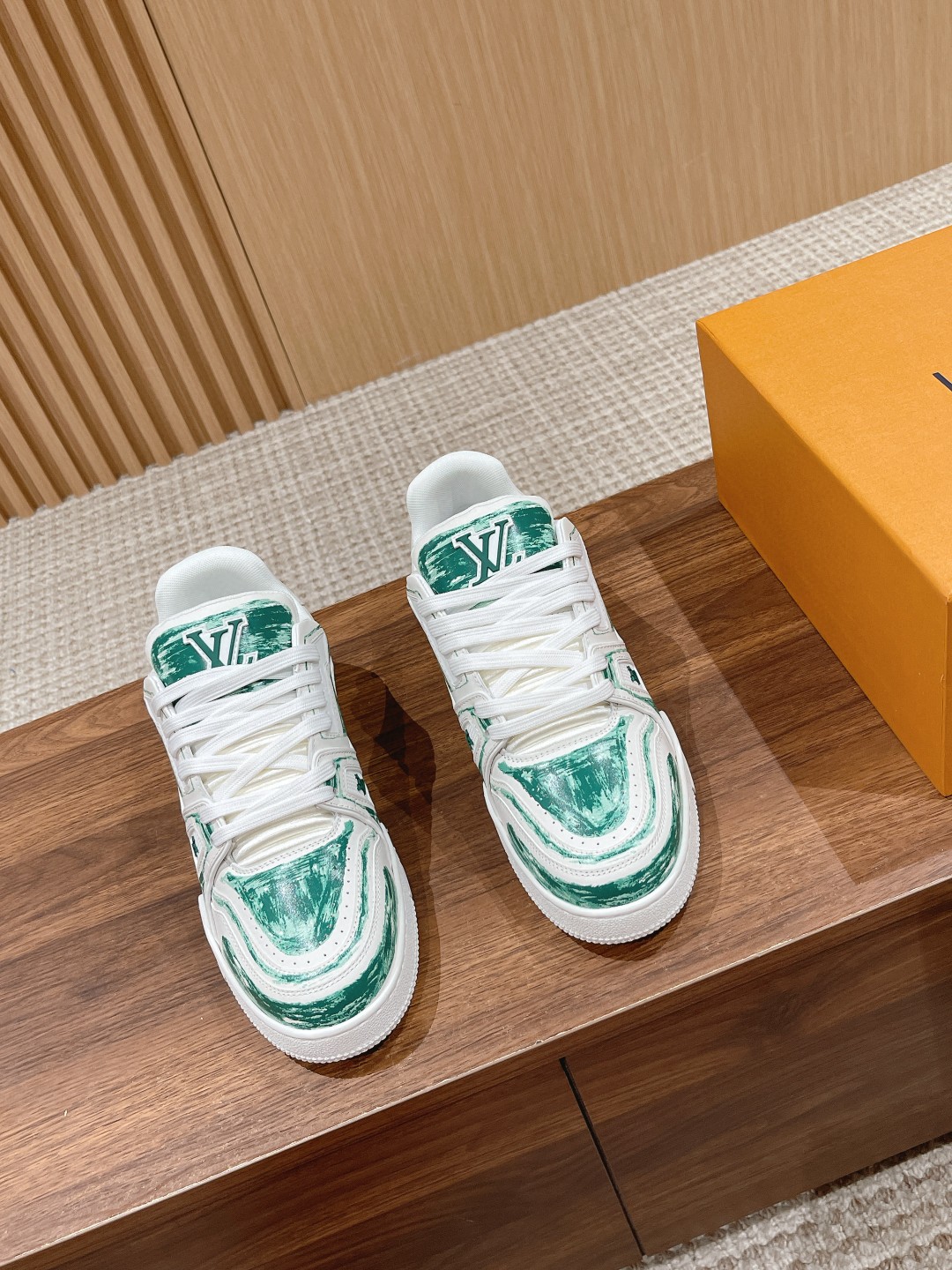 Louis Vuitton X Tyler Trainer Graffiti Sneakers green