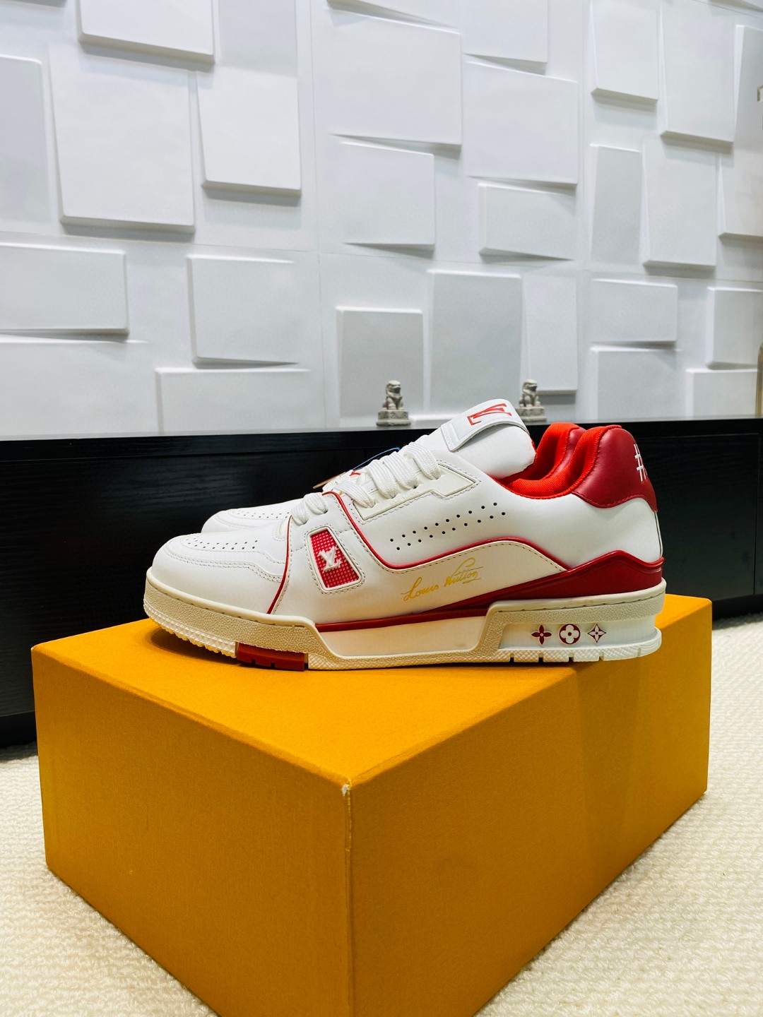 Louis Vuitton X Tyler Trainer Sneakers leather white red