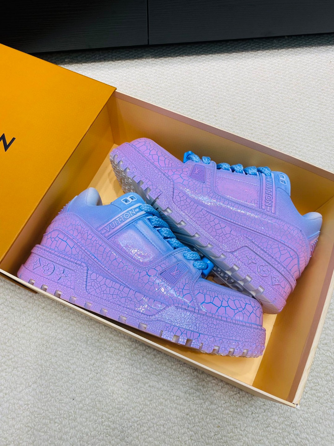 Louis Vuitton X Tyler Trainer Burst pattern sneakers pink blue