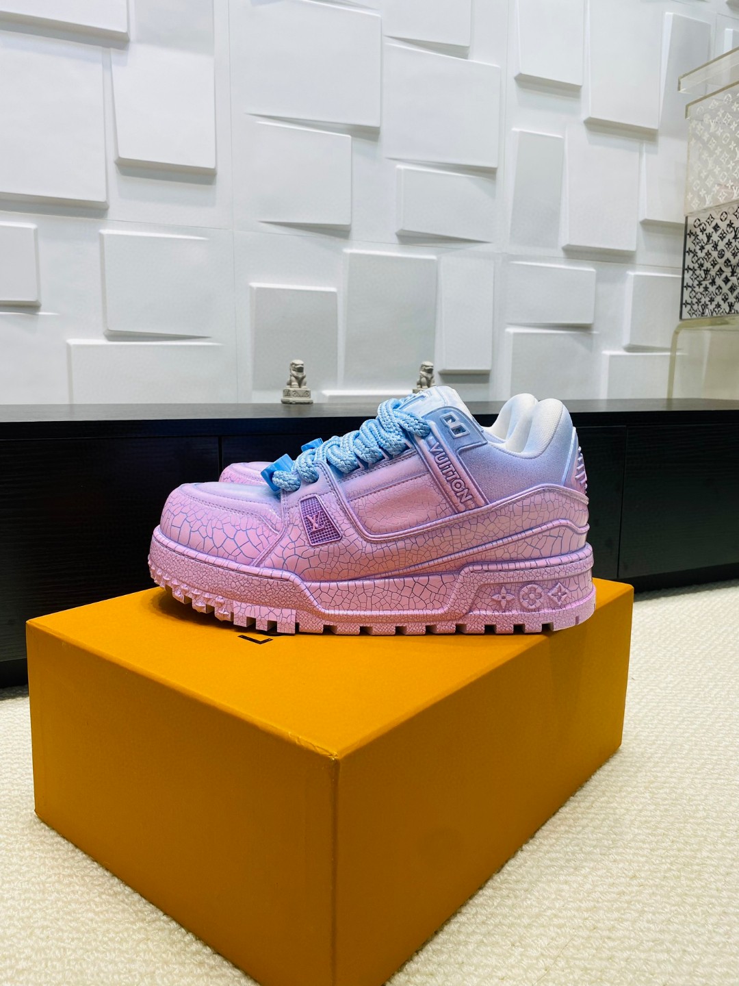 Louis Vuitton X Tyler Trainer Burst pattern sneakers pink blue