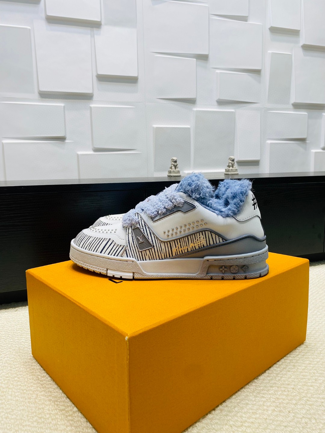 Louis Vuitton X Tyler Trainer stripe sneakers blue
