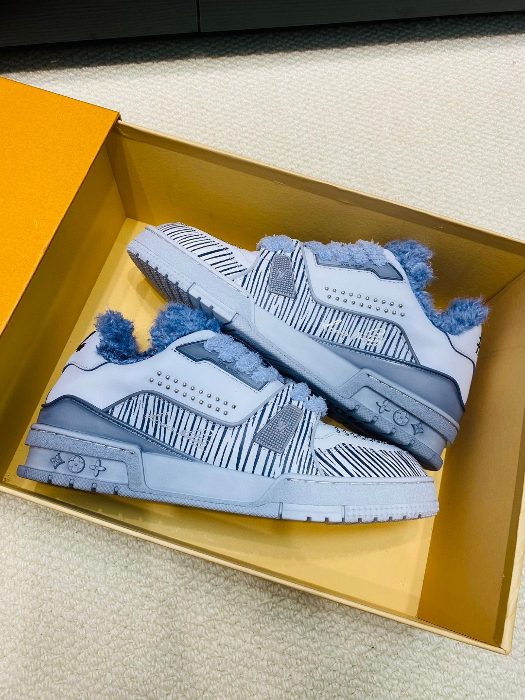 Louis Vuitton X Tyler Trainer stripe sneakers blue