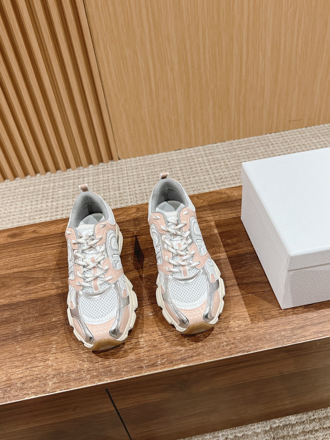 Dior Chrono round toe lace up sneakers pink