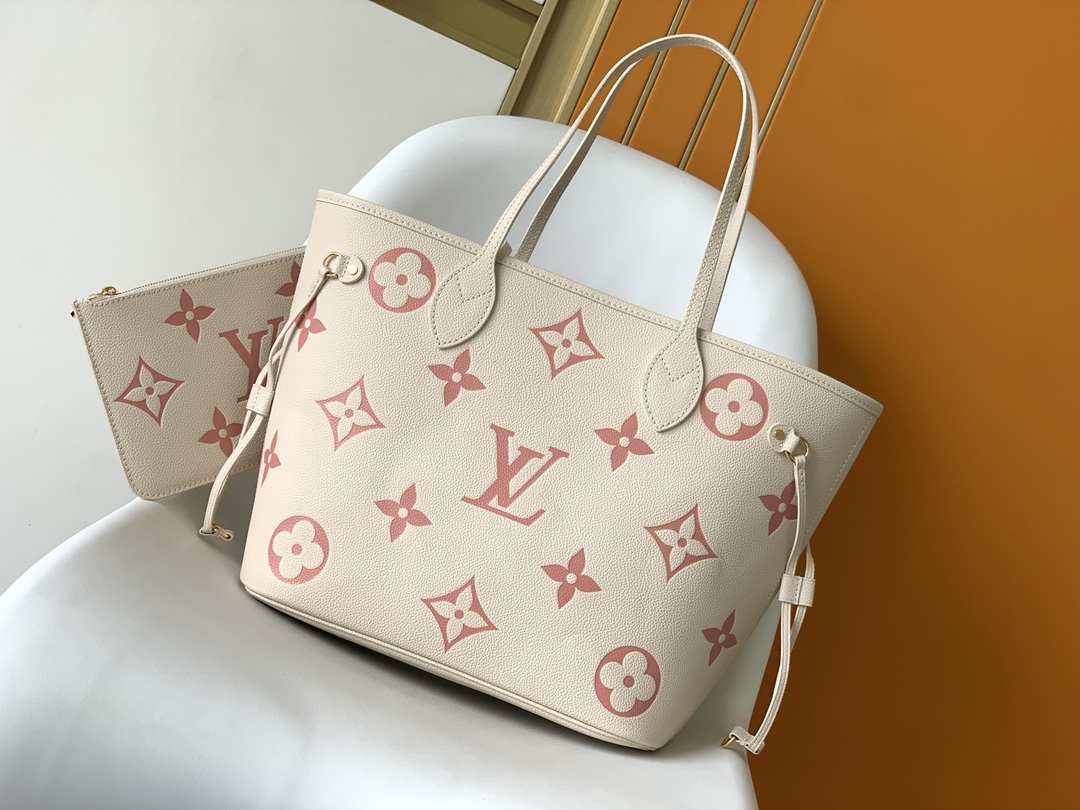 Louis Vuitton Neverfull handbag medium Cream white mixed with pink